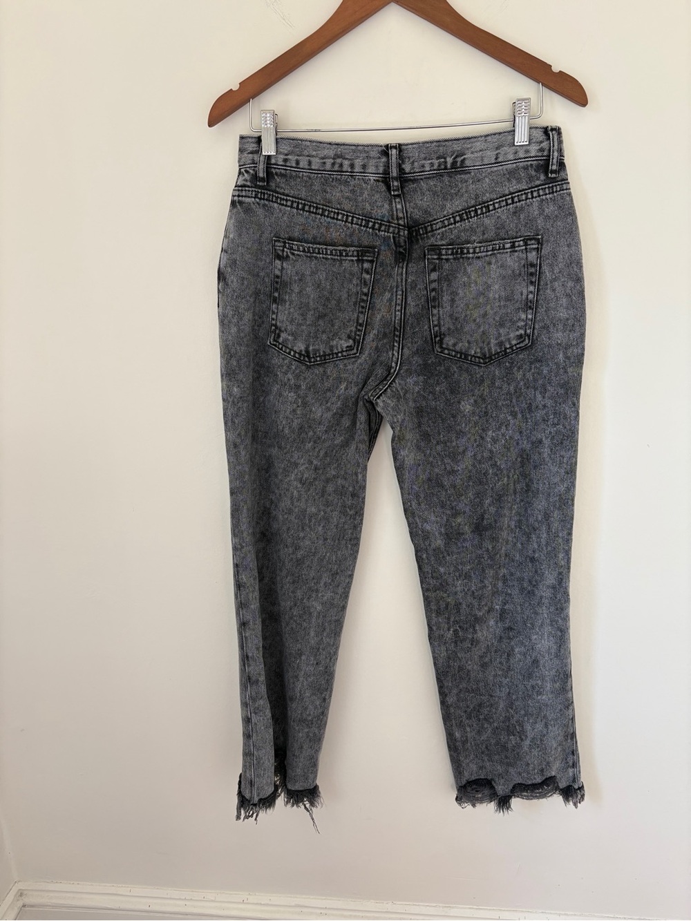 We The Free Distressed Straight-Leg Jeans in Charcoal Gray - Picture 3 of 9